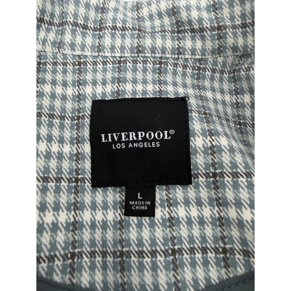 Liverpool Los Angeles Womens Large Plaid Knit Blazer Grey White Houndstooth L - Picture 3 of 7